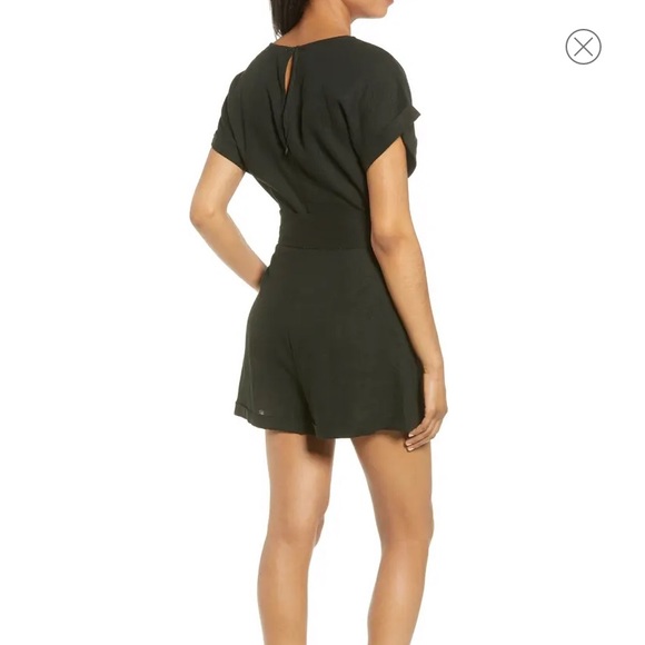 All In Favor Tie Waist Linen Blend Romper - Picture 2 of 14